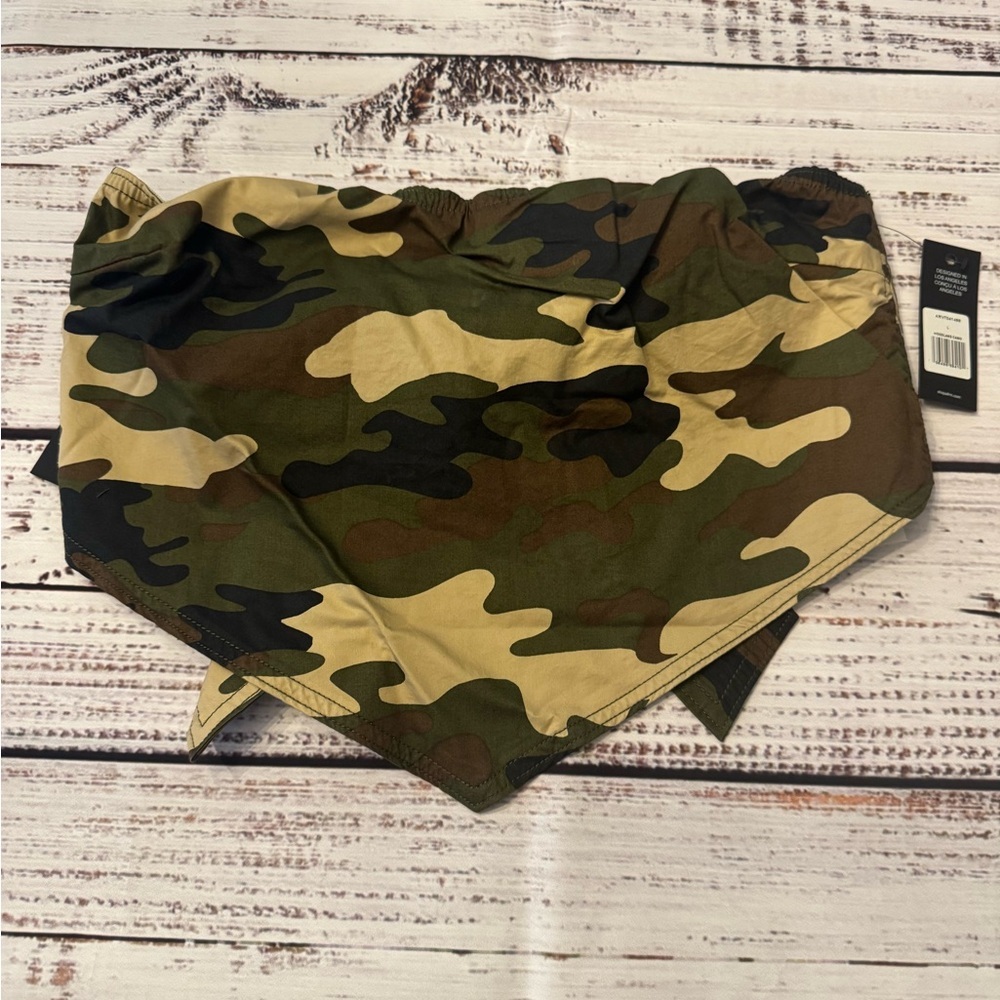 AFRM Camouflage Tie Scarf Crop Top - Green and Brown.